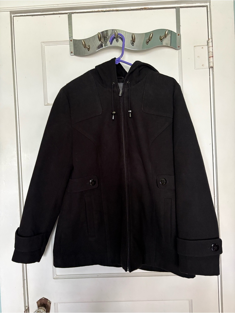 Covington Women’s Black Hooded Pea Coat Size Large